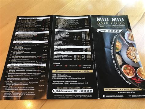 speiskarte miu miu|Speisekarte Miu Miu in Karlsruhe.